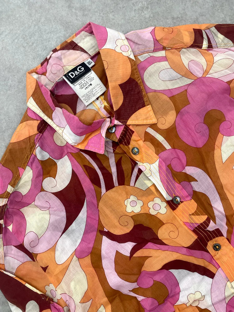 SS2004 Dolce & Gabbana Psychedelic Floral Pink Button Shirt IwKyBKFL 11