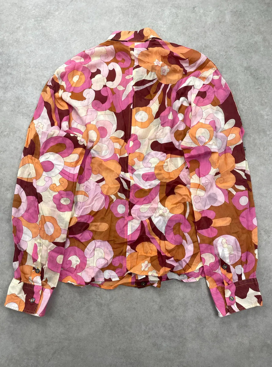 SS2004 Dolce & Gabbana Psychedelic Floral Pink Button Shirt IwKyBKFL 5