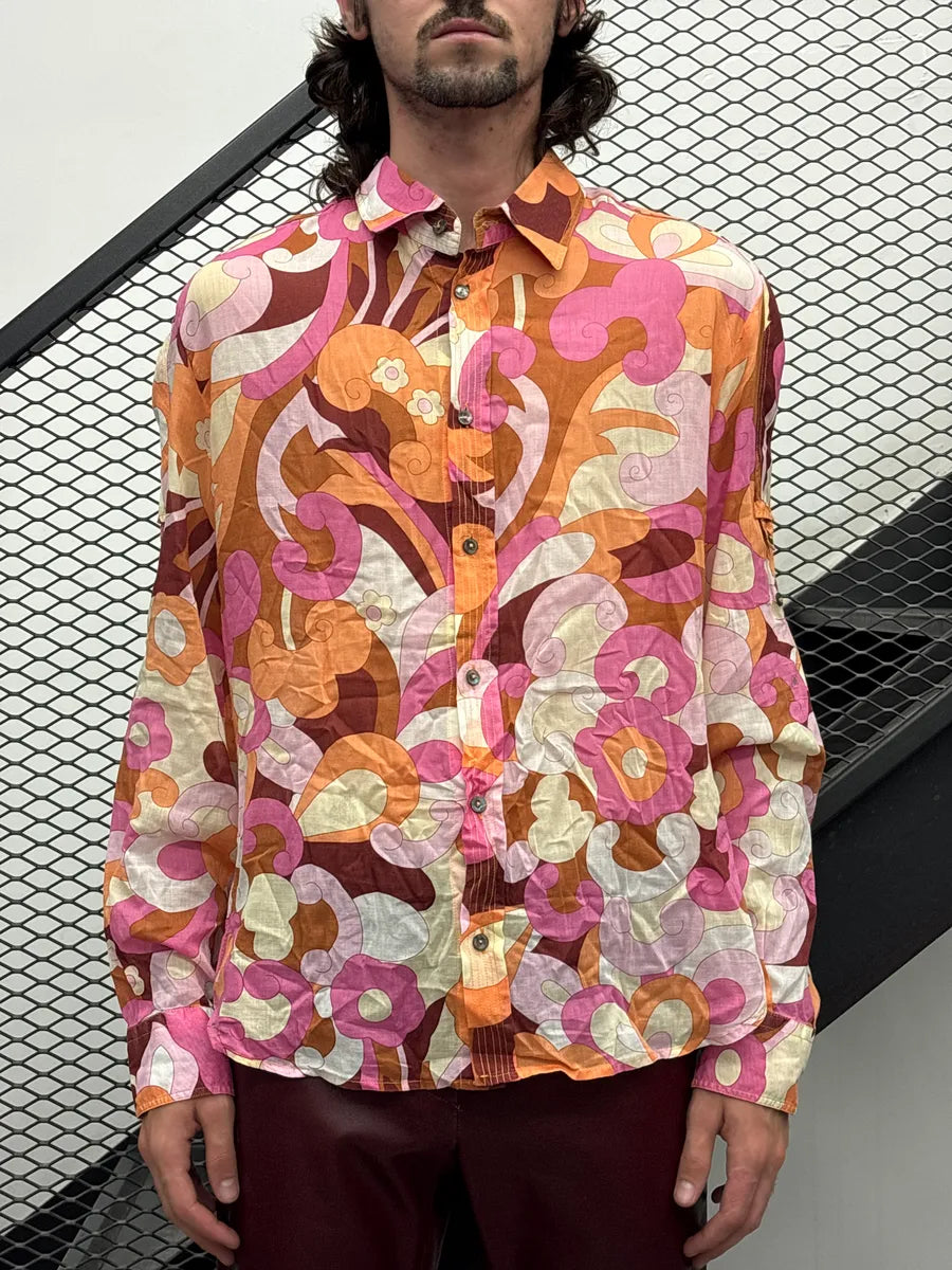 SS2004 Dolce & Gabbana Psychedelic Floral Pink Button Shirt IwKyBKFL 2