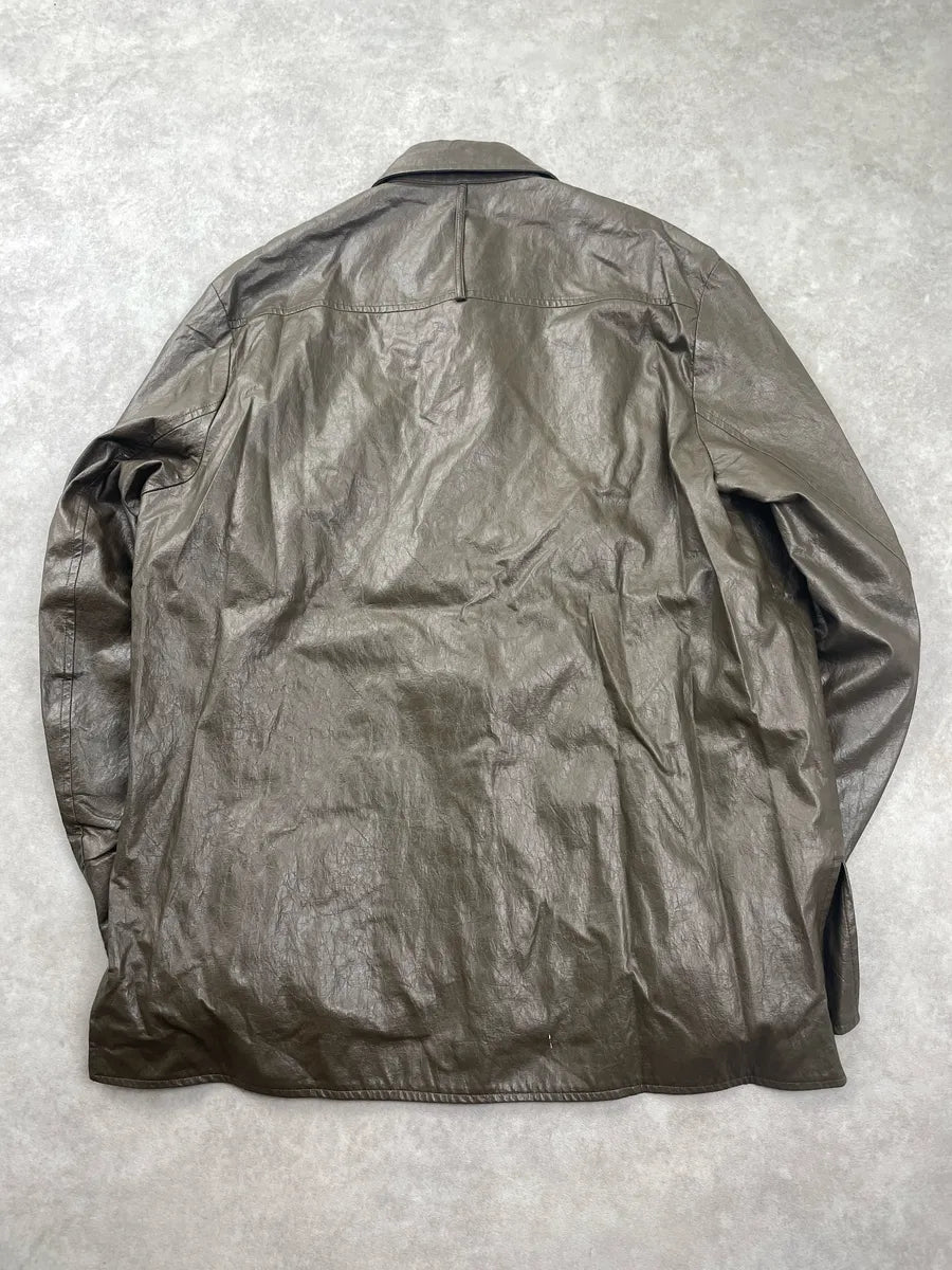 Simple Project Metallic Taupe Faux Leather Woven Panel Light Jacket IxMaOJHy 4