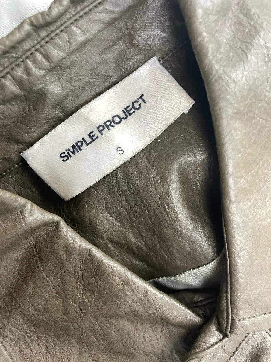 Simple Project Metallic Taupe Faux Leather Woven Panel Light Jacket IxMaOJHy 10