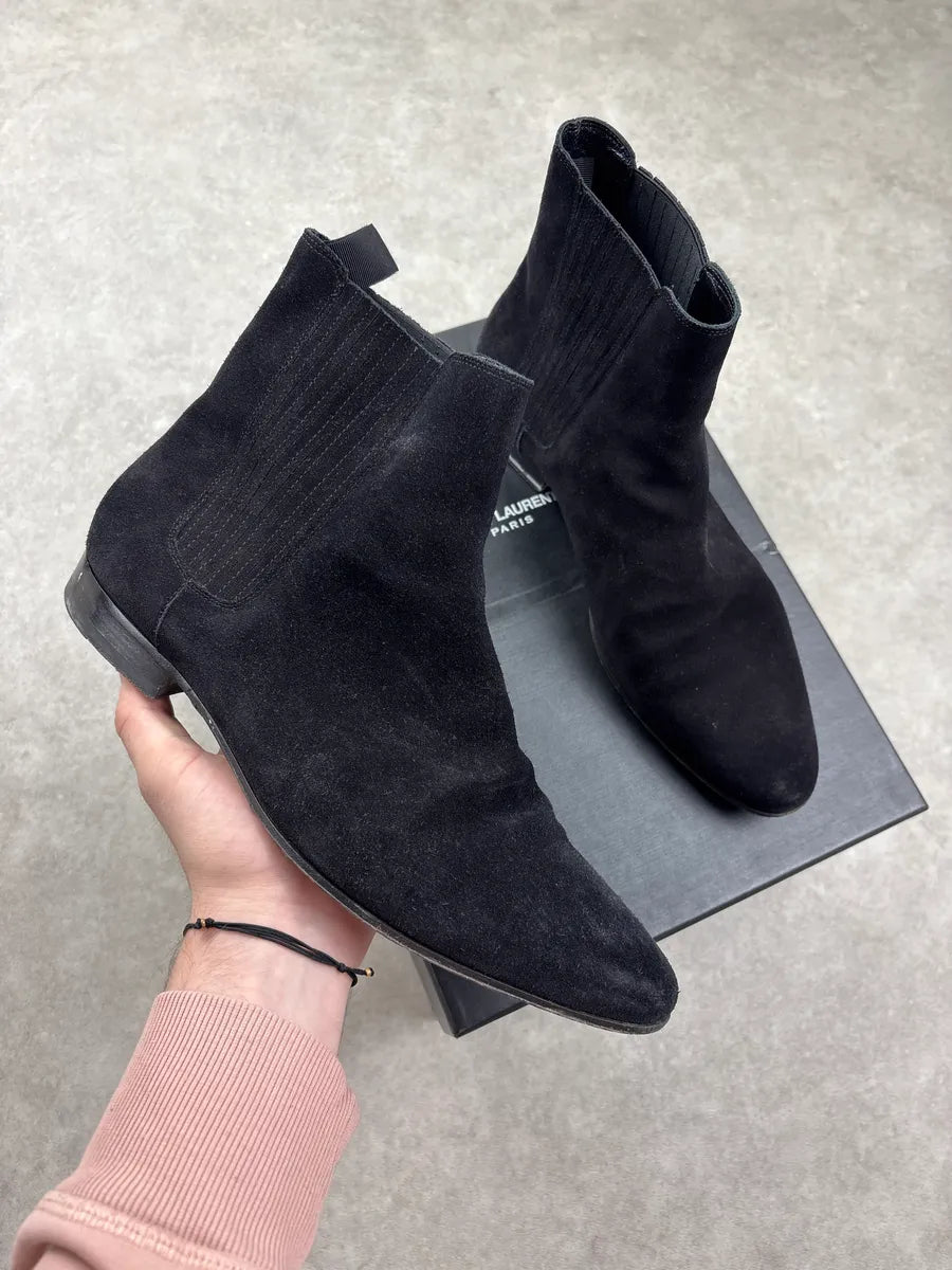 2010s Saint Laurent Black Suede Chelsea Boots IzzdAAgk 0