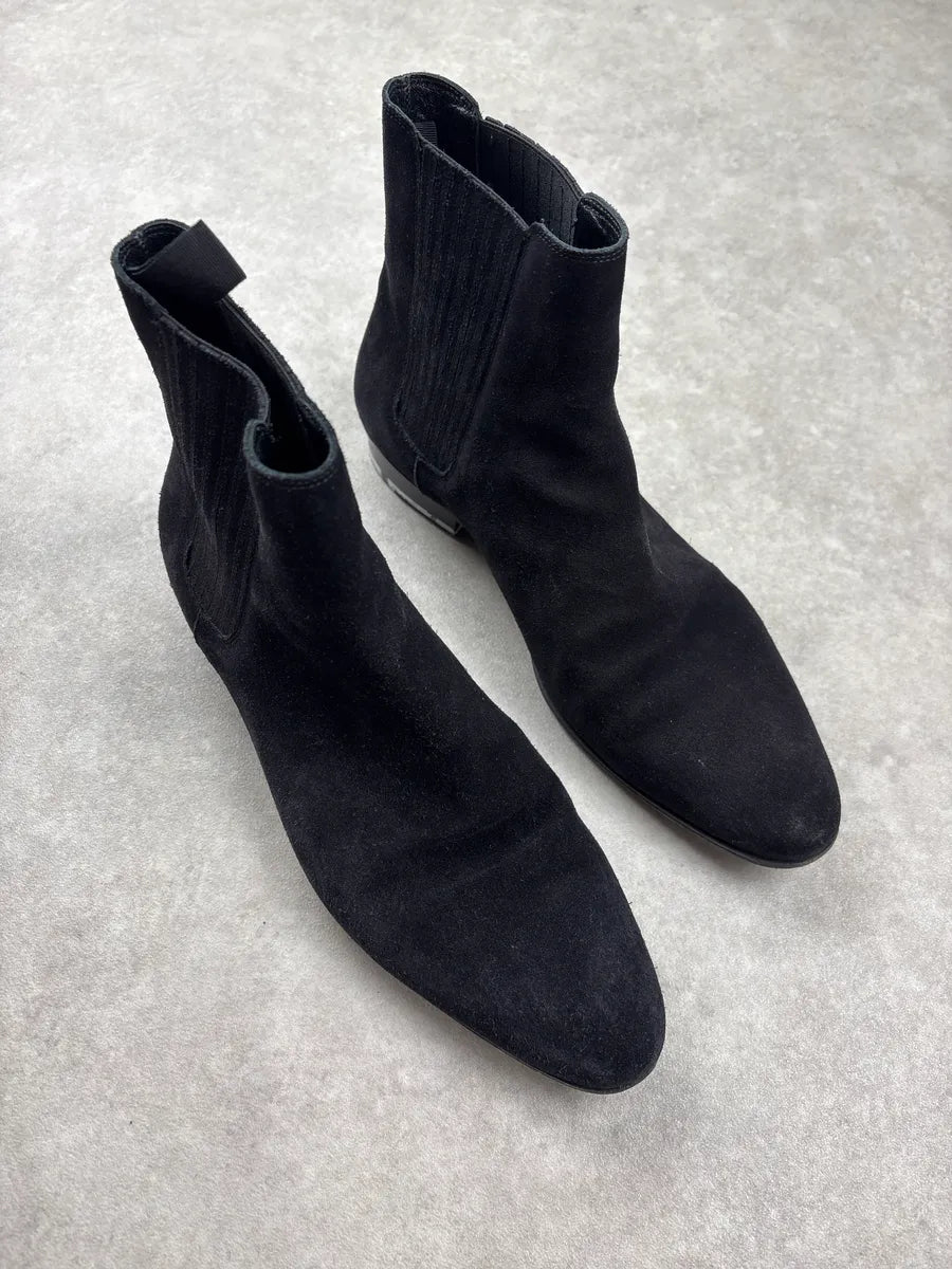 2010s Saint Laurent Black Suede Chelsea Boots IzzdAAgk 3