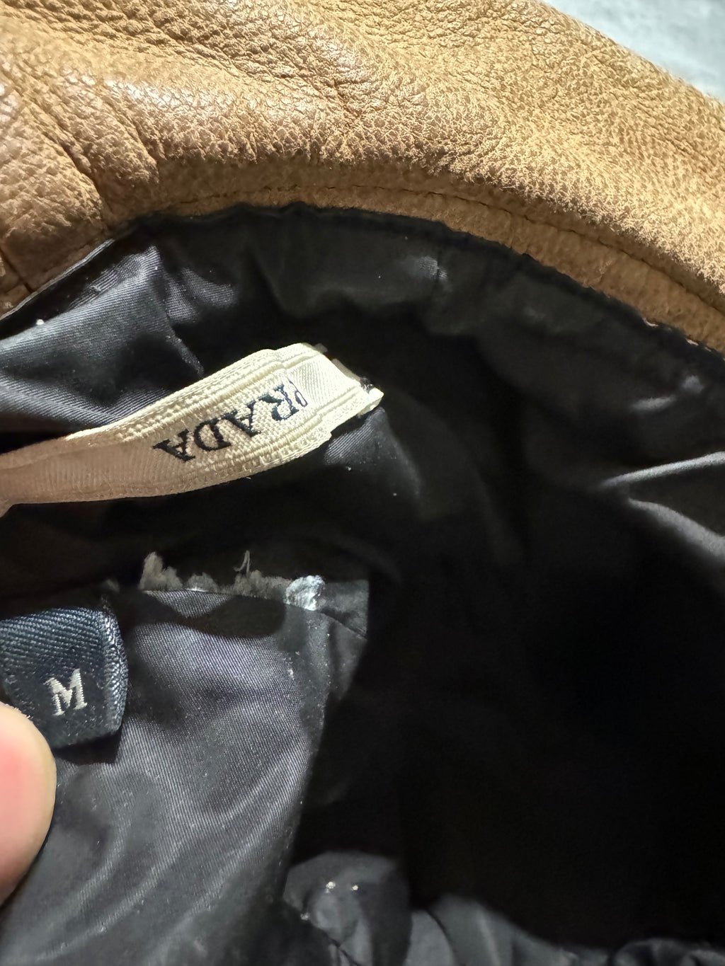 1990s Prada Beige Leather Hat (OS) - 6