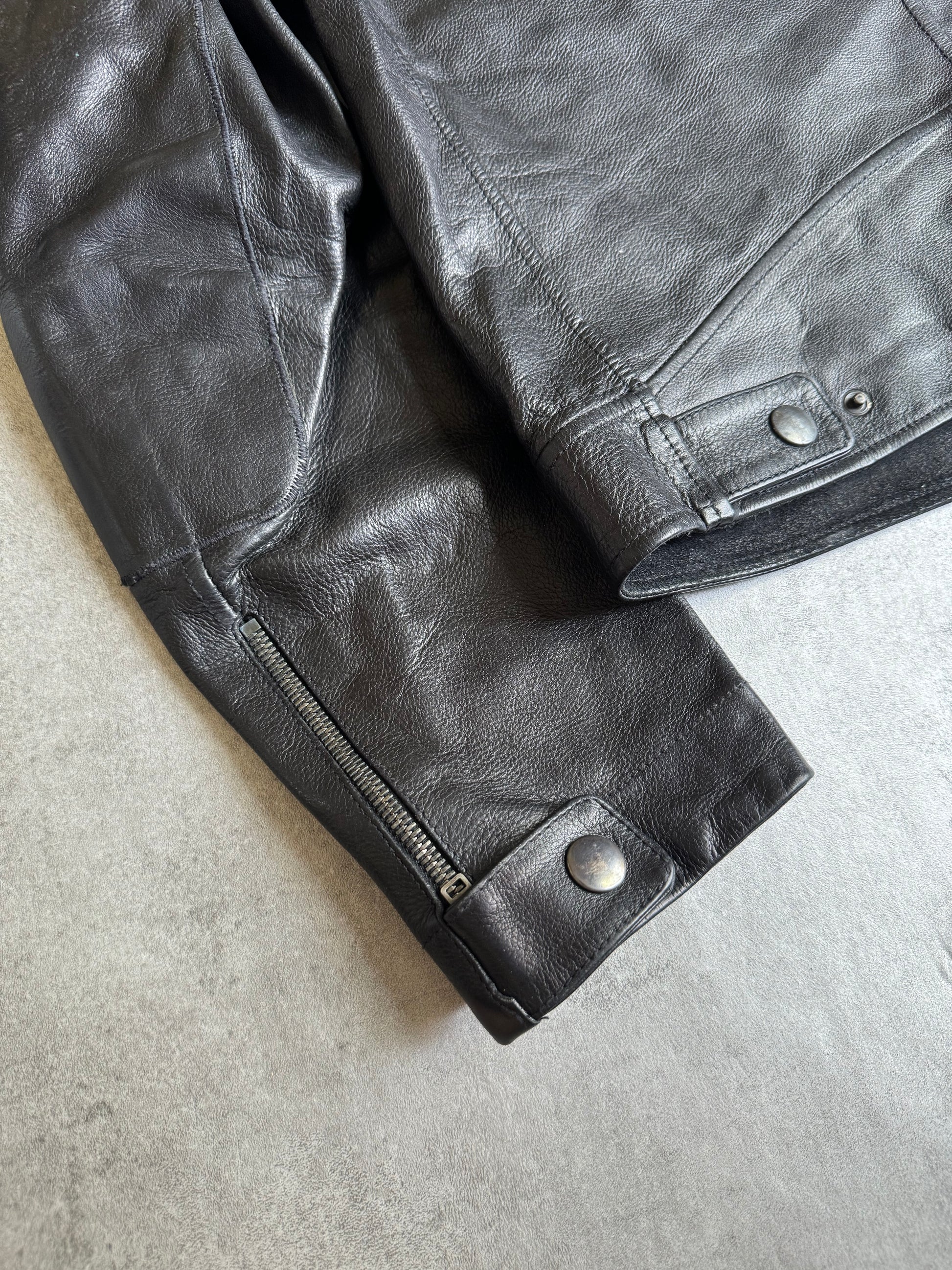 AW2004 Gucci Black Cafe Moto Biker Leather Jacket by Tom Ford (L) - 3