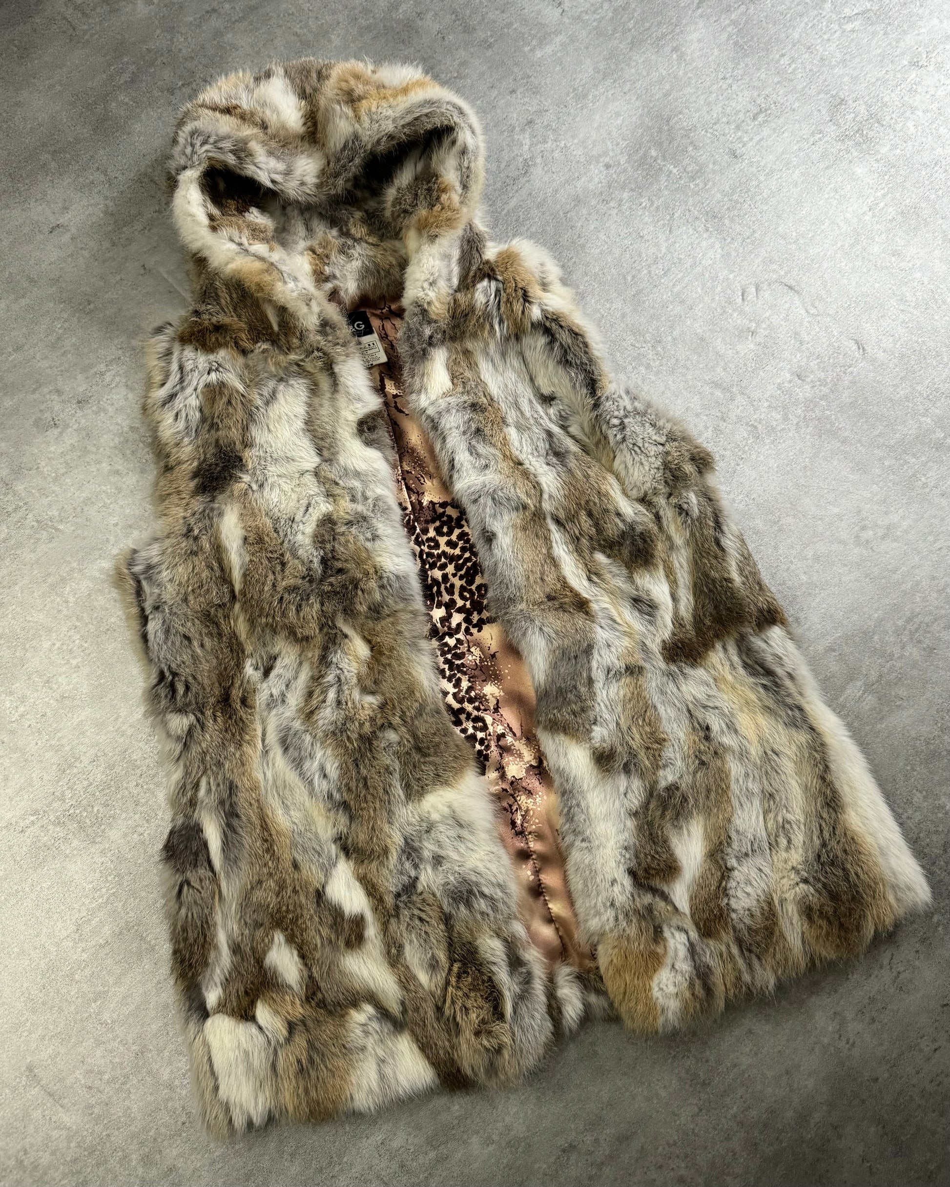 2000s Dolce & Gabbana Premium Rabbit Fur Hooded Vest  (XS/S) - 3