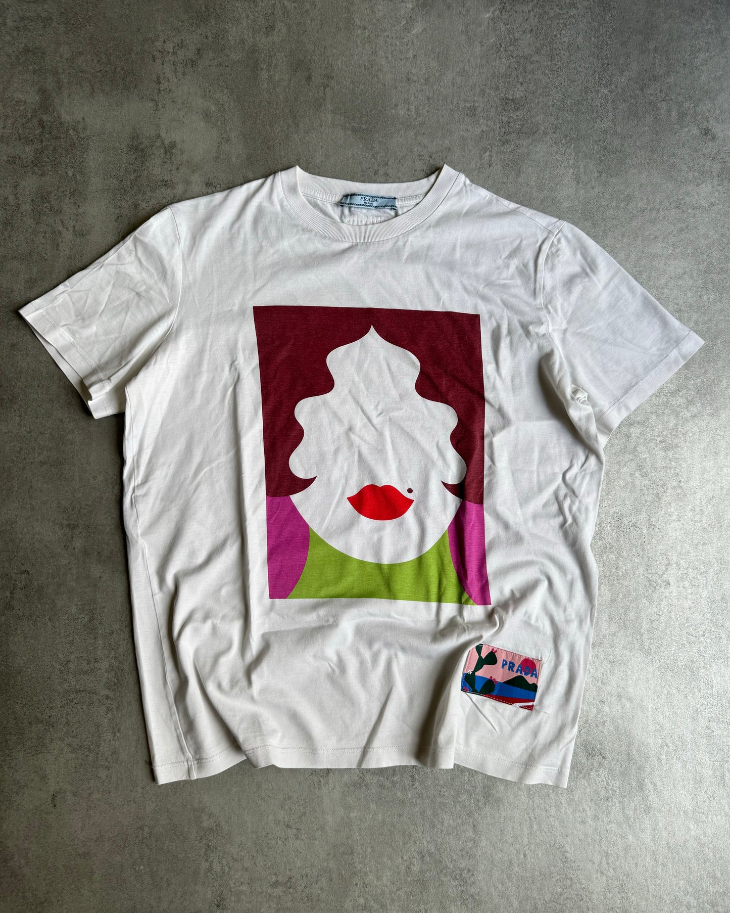 SS2018 Prada White Graphic Tee-Shirt (S) - 1