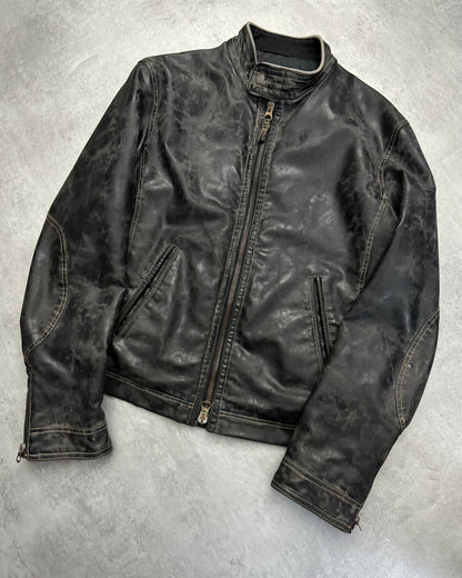 2000s Armani Eroded Tern Black Biker Leather Jacket (L) - 3