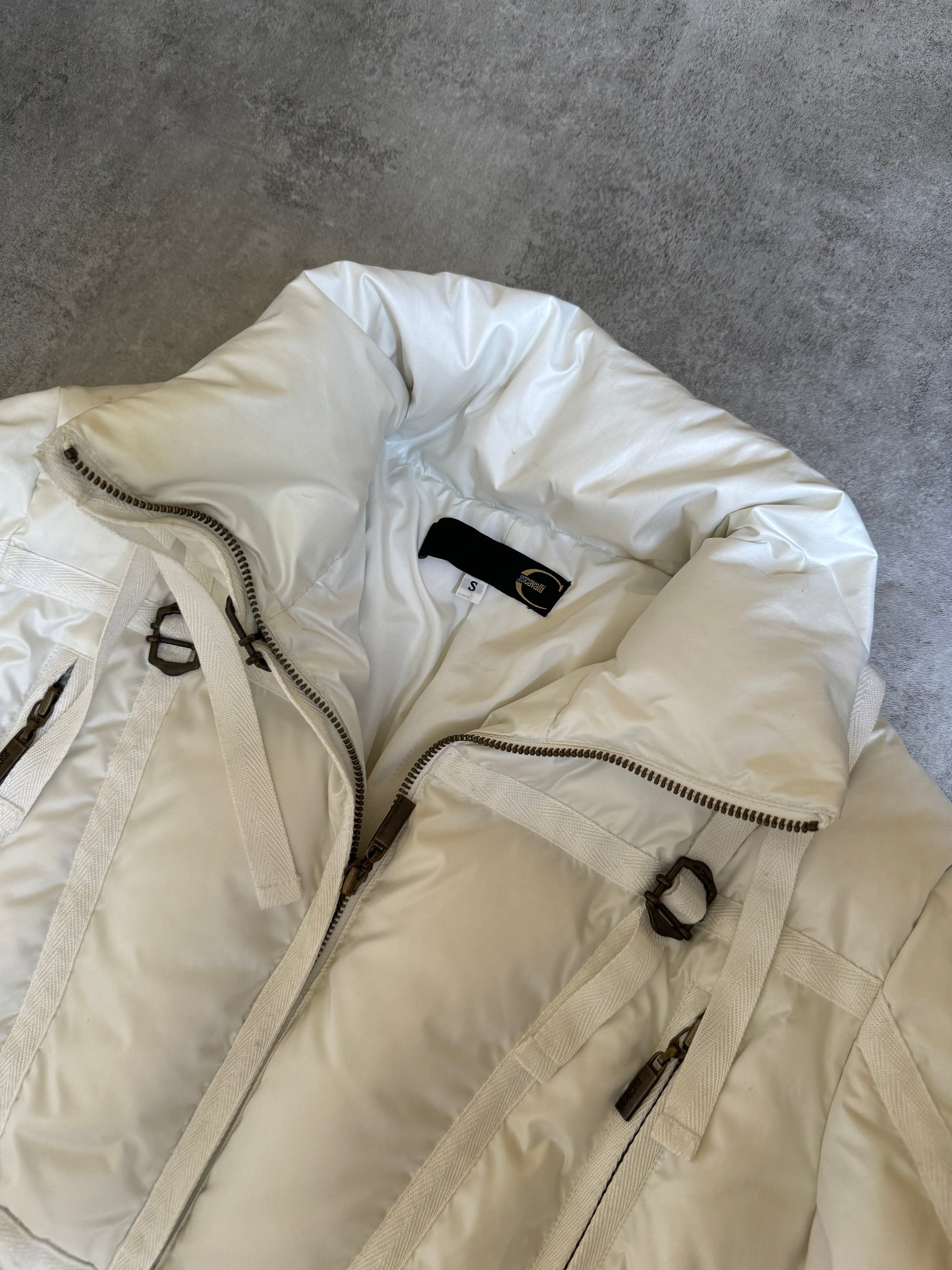 1990s Cavalli White Parachute Harness Puffer Jacket (S) - 8