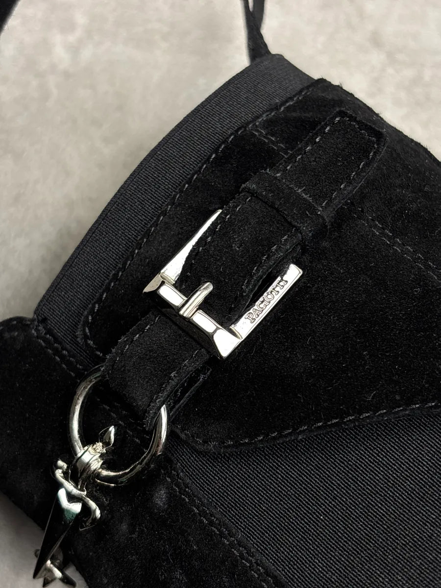 Cesare Paciotti Black Suede Dagger Charm Harness Boots JIlkQnqn 12