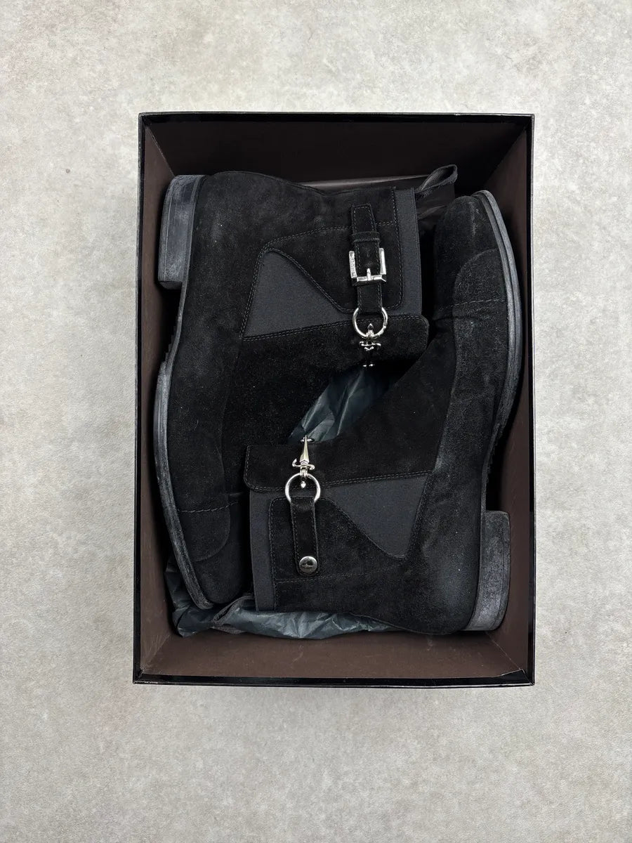 Cesare Paciotti Black Suede Dagger Charm Harness Boots JIlkQnqn 3