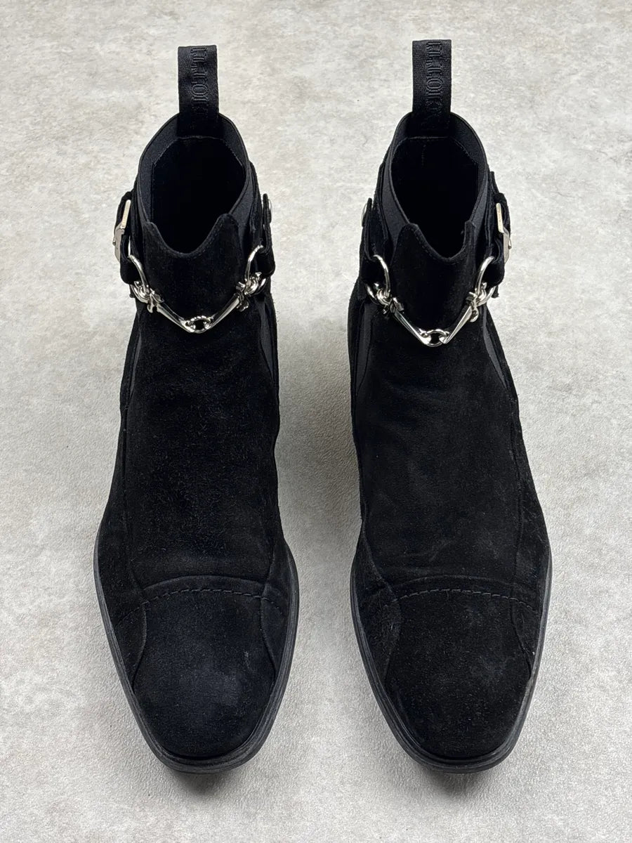 Cesare Paciotti Black Suede Dagger Charm Harness Boots JIlkQnqn 4