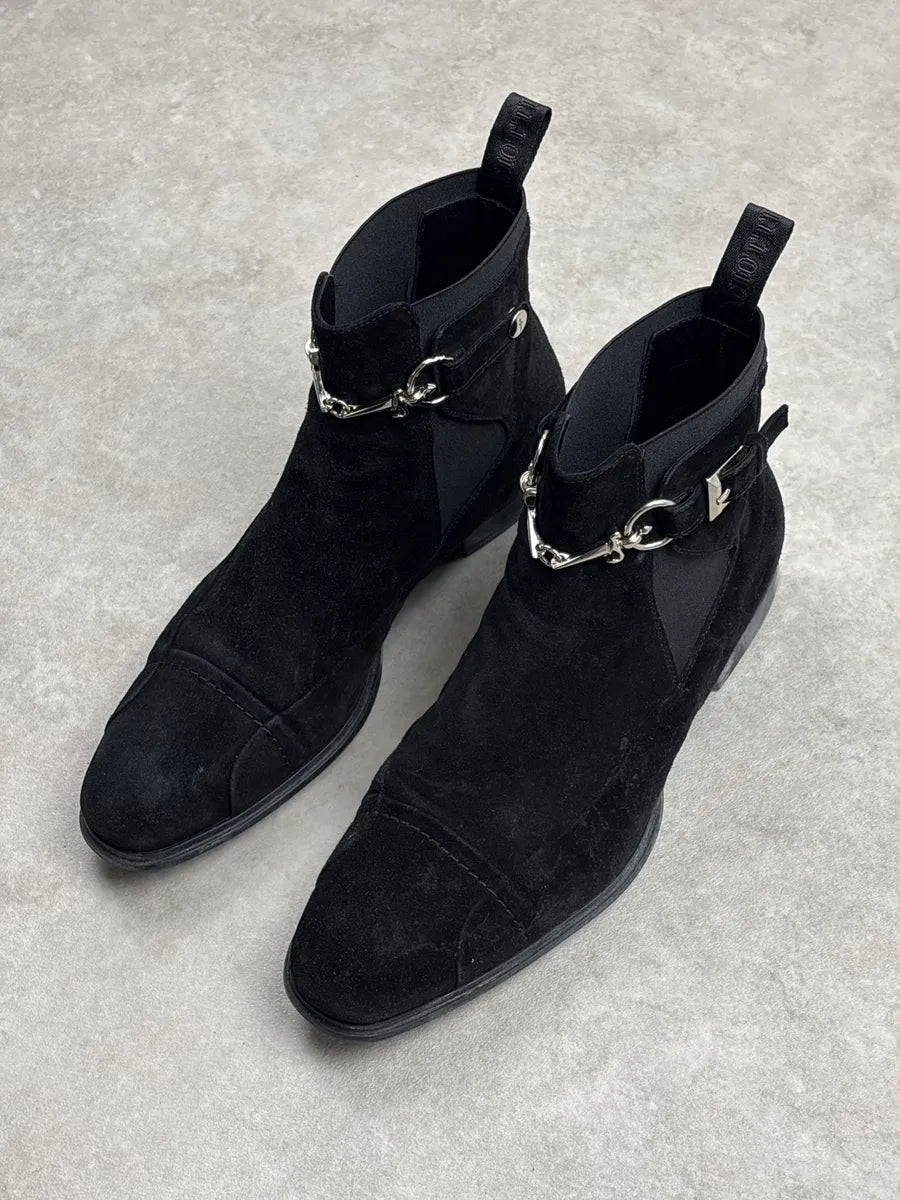 Cesare Paciotti Black Suede Dagger Charm Harness Boots JIlkQnqn 5