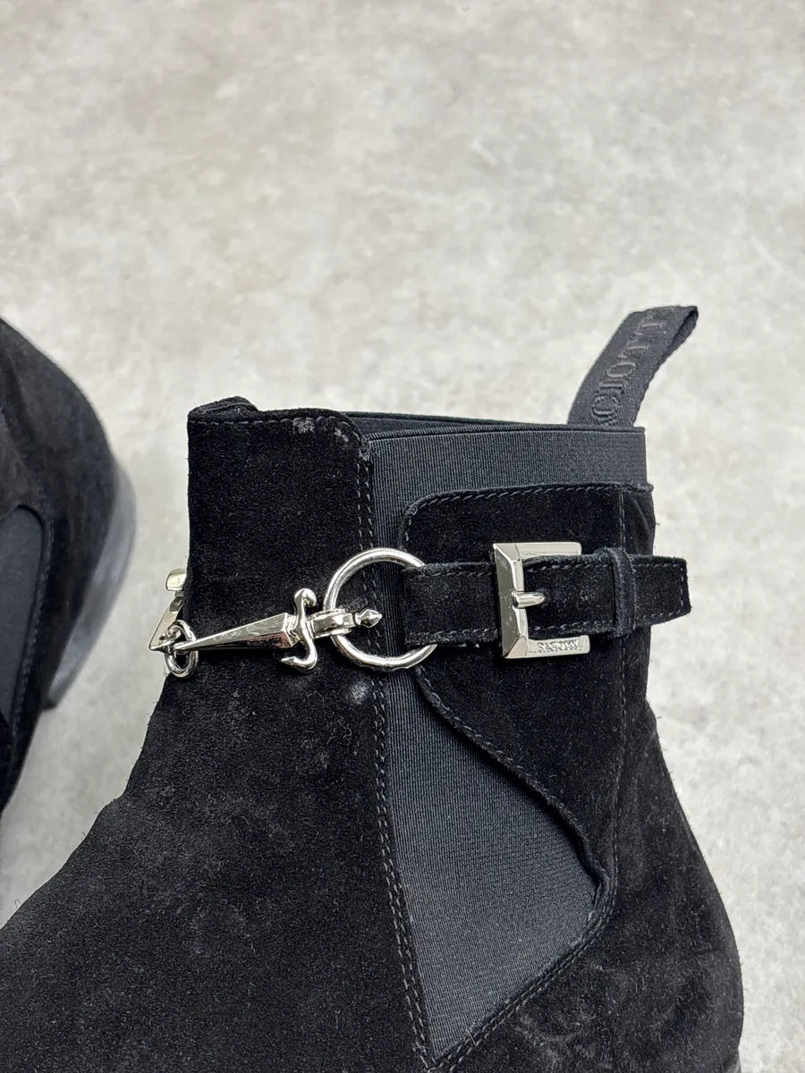 Cesare Paciotti Black Suede Dagger Charm Harness Boots JIlkQnqn 11