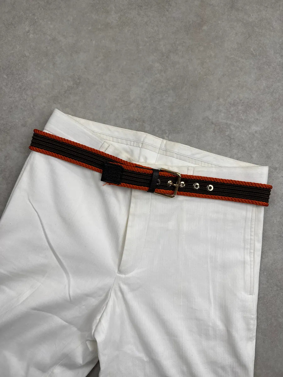 2010s Dolce & Gabbana Brown Orange Striped Webbing Contrast Braided Belt JIoVDFEp 0