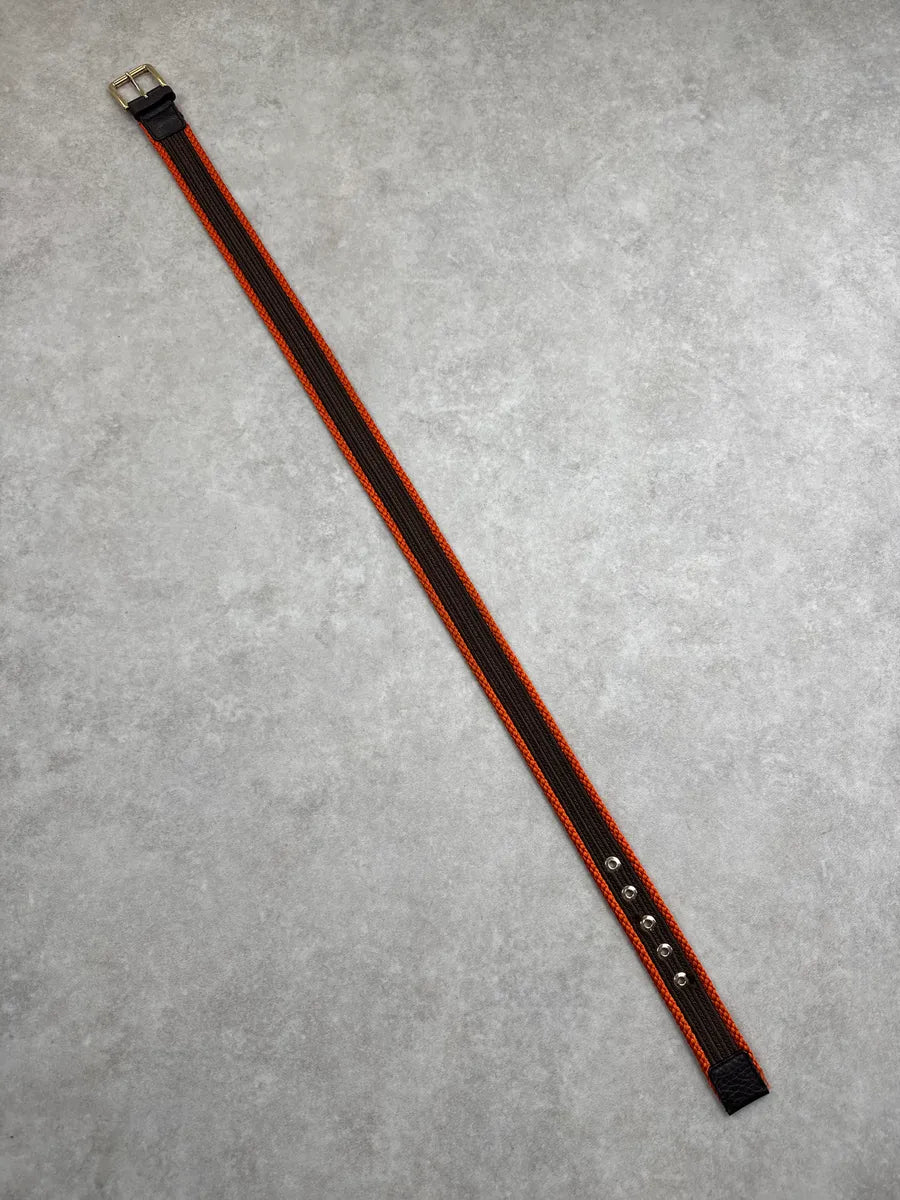 2010s Dolce & Gabbana Brown Orange Striped Webbing Contrast Braided Belt JIoVDFEp 8