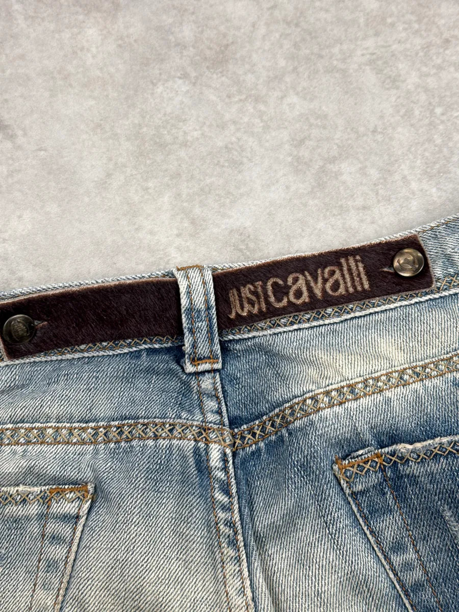 AW2005 Cavalli Light Blue Denim Stitch Distressed Jeans JJjlzmMj 13