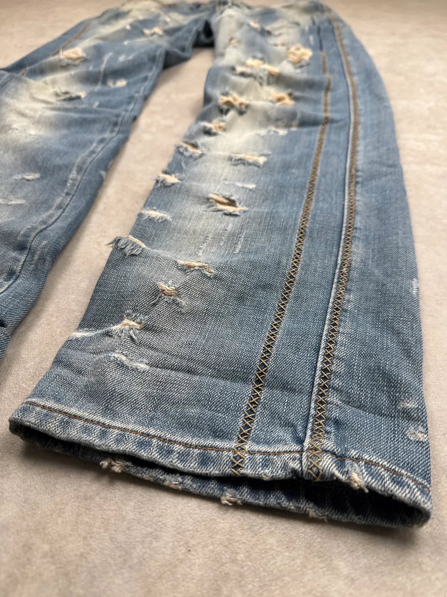 AW2005 Cavalli Light Blue Denim Stitch Distressed Jeans JJjlzmMj 6