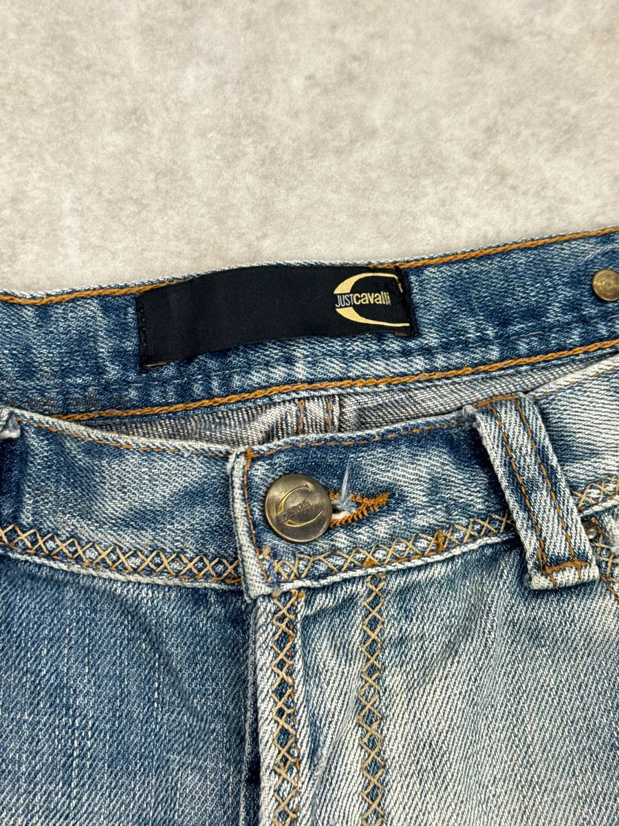 AW2005 Cavalli Light Blue Denim Stitch Distressed Jeans JJjlzmMj 10