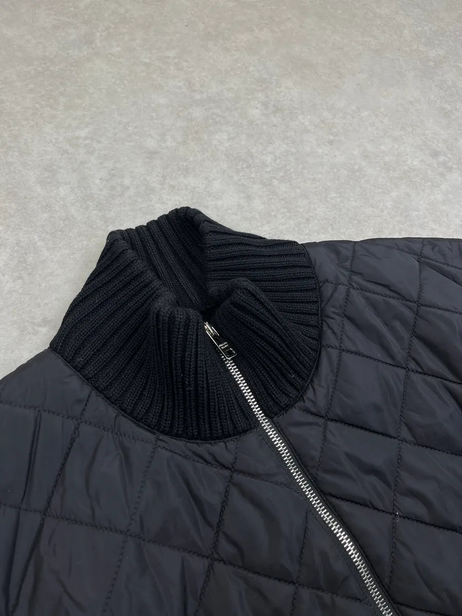 AW2017 Prada Hybrid Quilted Wool & Nylon Black Jacket JJjnfFzt 6