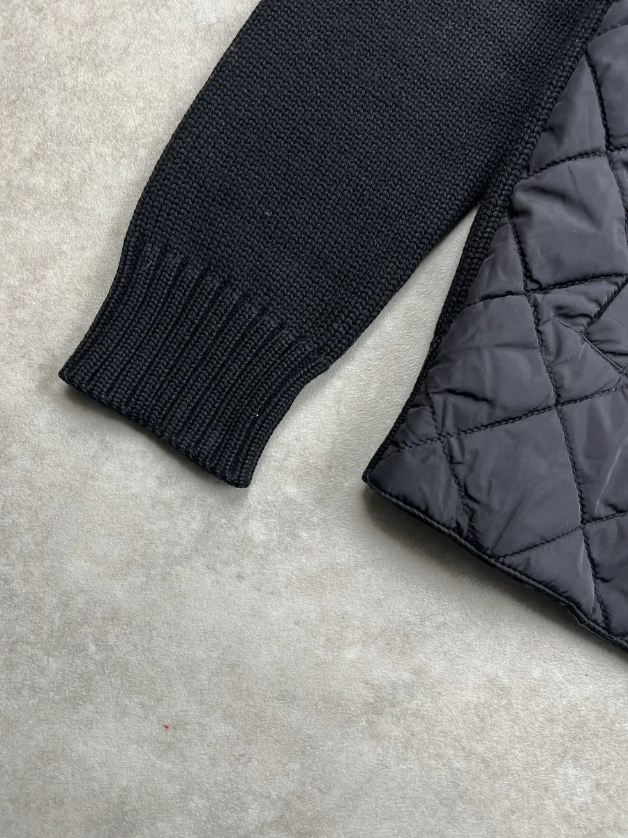 AW2017 Prada Hybrid Quilted Wool & Nylon Black Jacket JJjnfFzt 7