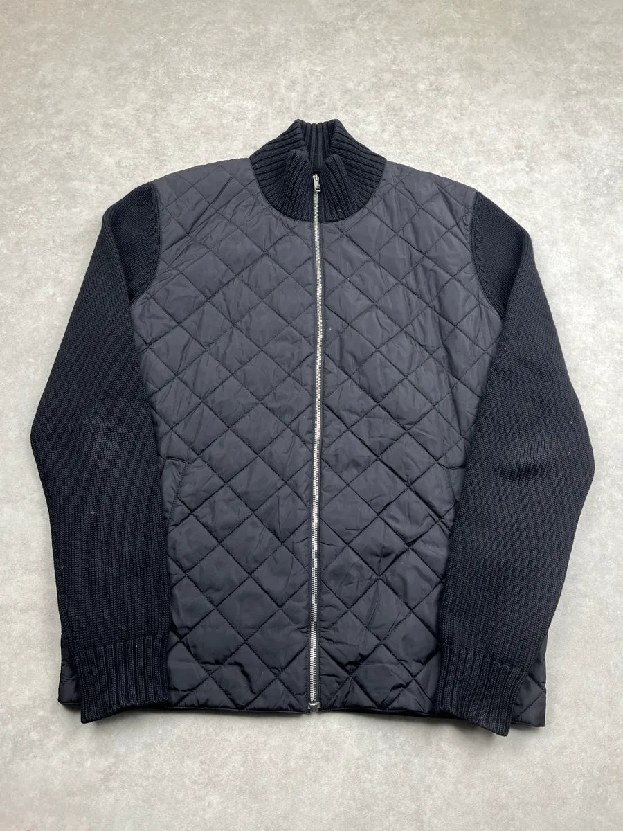 AW2017 Prada Hybrid Quilted Wool & Nylon Black Jacket JJjnfFzt 1
