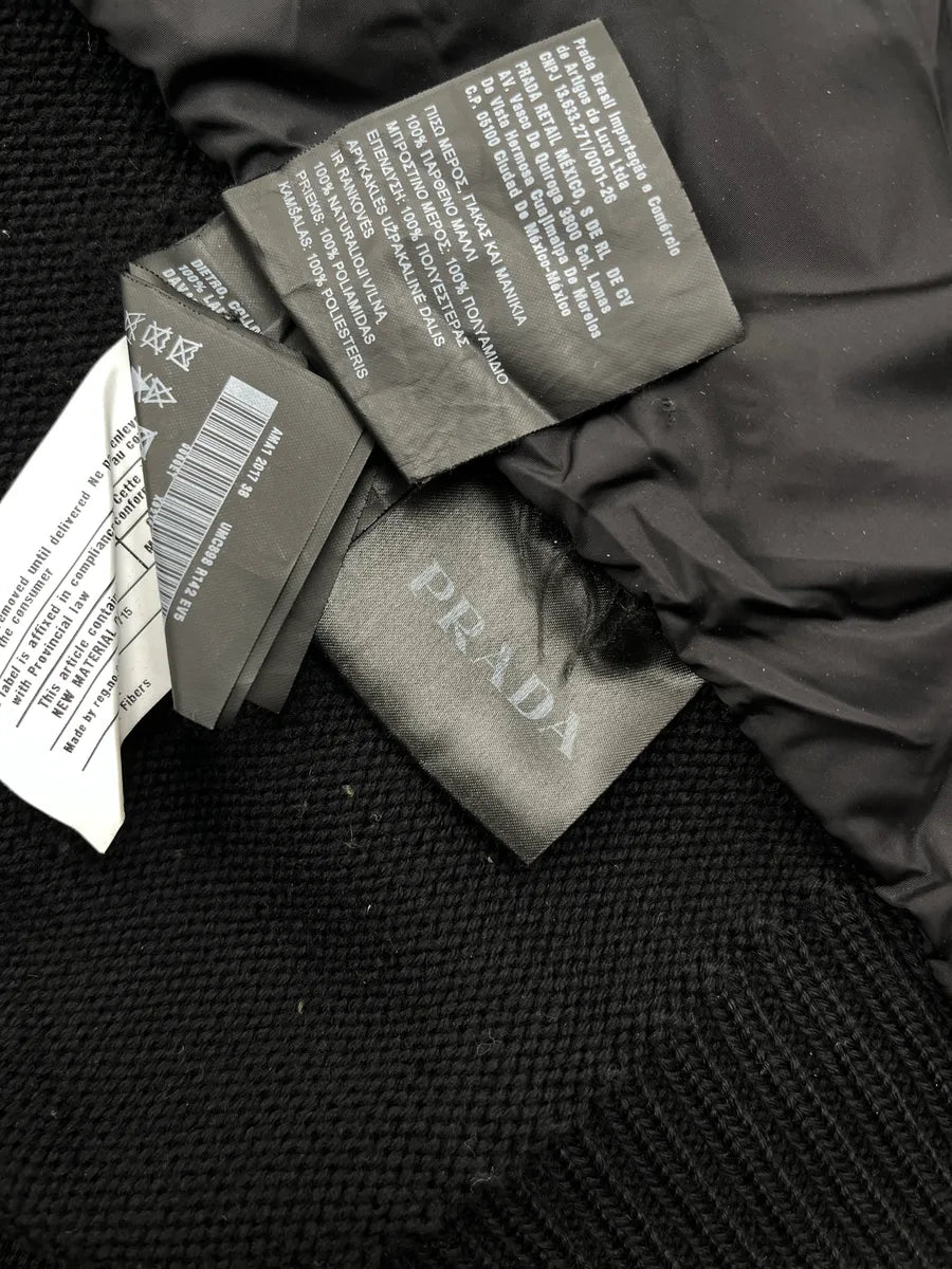 AW2017 Prada Hybrid Quilted Wool & Nylon Black Jacket JJjnfFzt 8