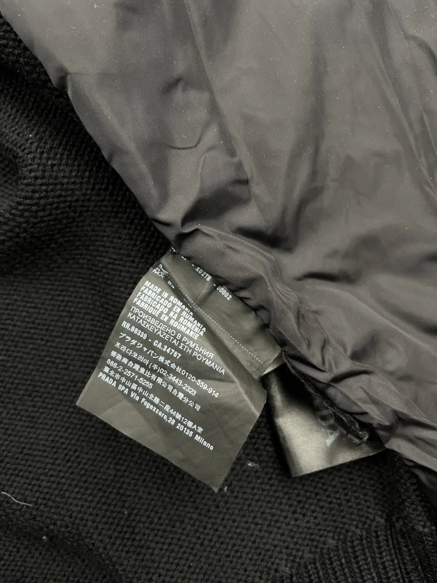 AW2017 Prada Hybrid Quilted Wool & Nylon Black Jacket JJjnfFzt 9