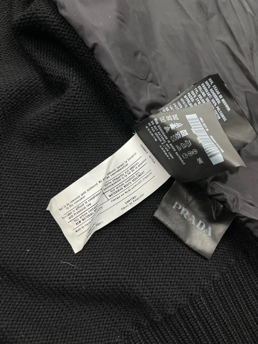 AW2017 Prada Hybrid Quilted Wool & Nylon Black Jacket JJjnfFzt 10