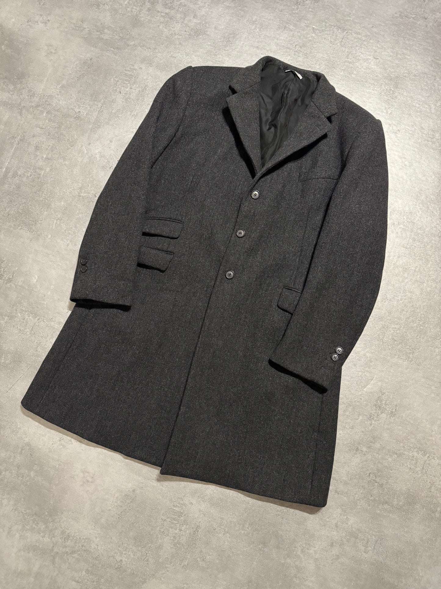 FW1998 Prada Italian Grey Wool Imperial Trench Coat  (L/XL) - 4