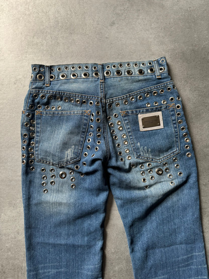 SS2006 Dolce & Gabbana Eyled Punk Holes Jeans (S) - 7