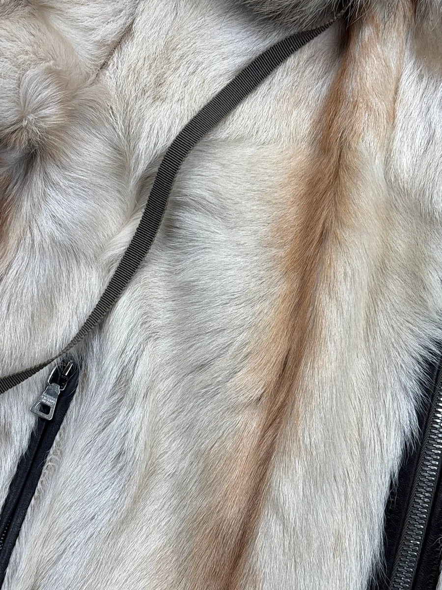 2000s Prada Ivory Fur Pony Hair Zip-Up Bomber Jacket JOZezSqH 9
