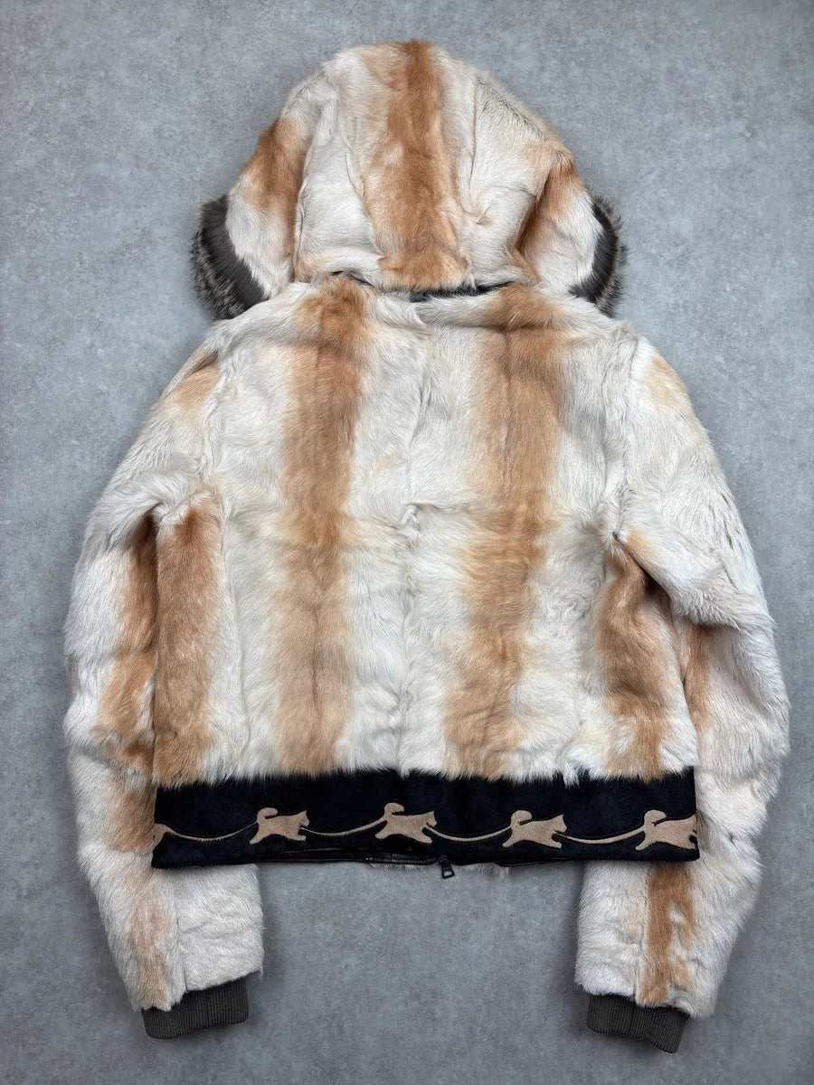 2000s Prada Ivory Fur Pony Hair Zip-Up Bomber Jacket JOZezSqH 5