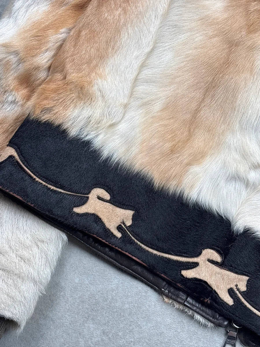 2000s Prada Ivory Fur Pony Hair Zip-Up Bomber Jacket JOZezSqH 12
