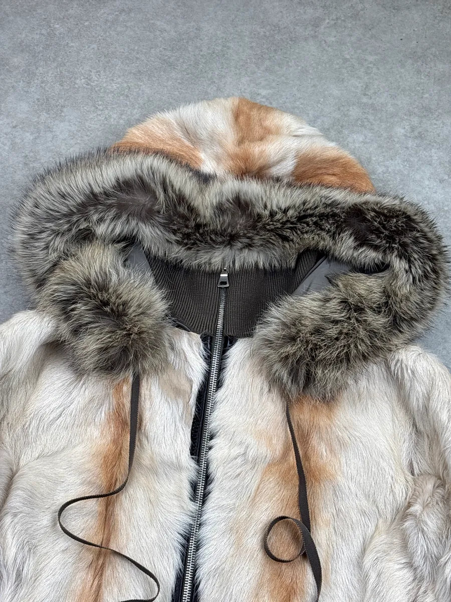 2000s Prada Ivory Fur Pony Hair Zip-Up Bomber Jacket JOZezSqH 6