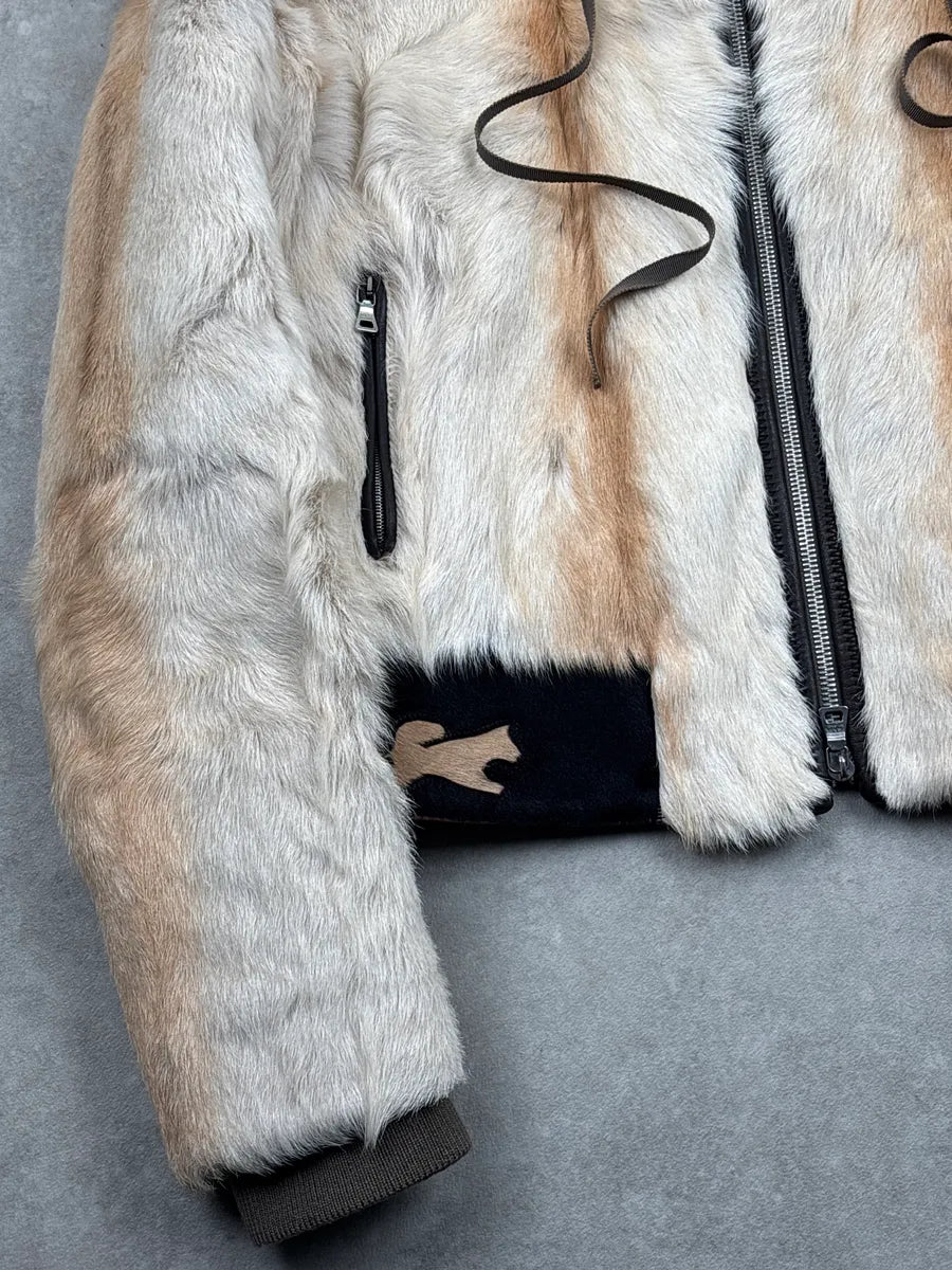 2000s Prada Ivory Fur Pony Hair Zip-Up Bomber Jacket JOZezSqH 7