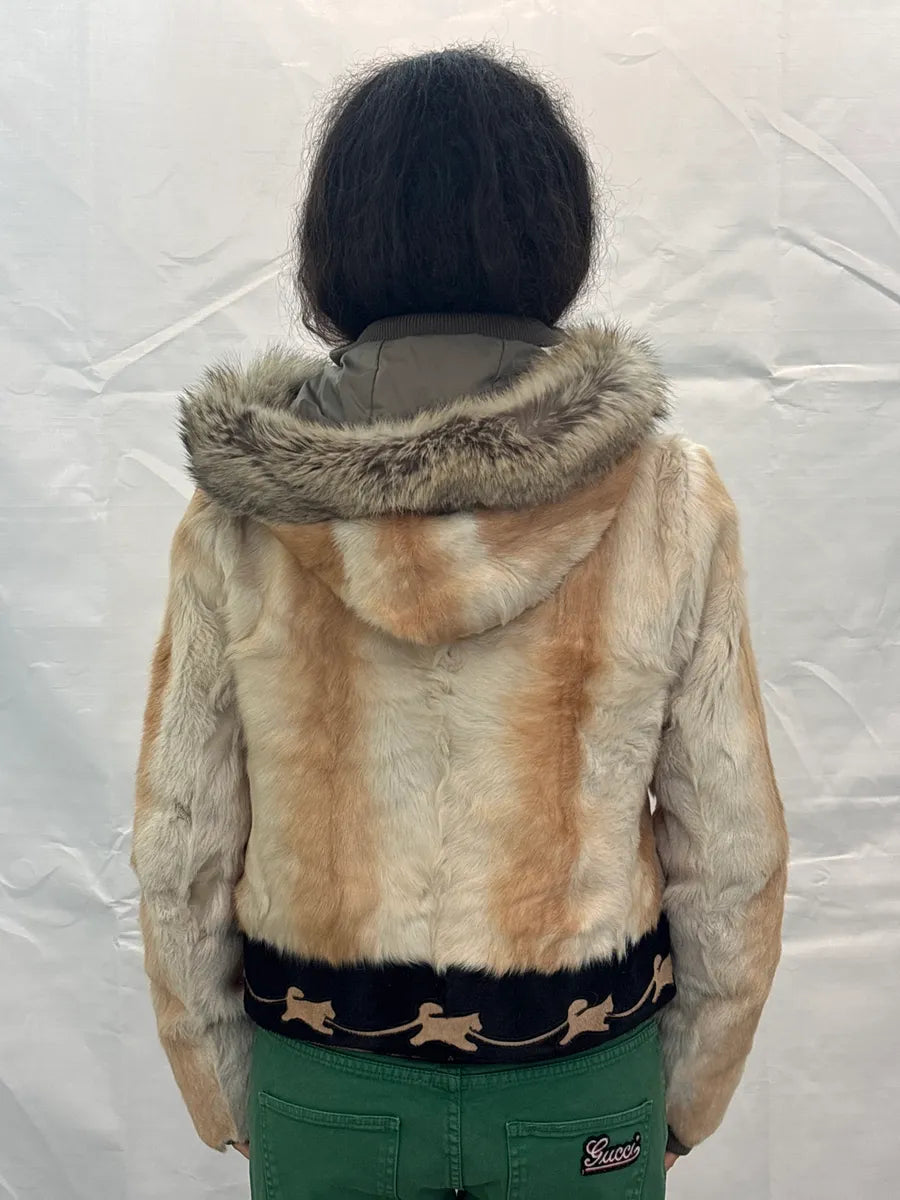 2000s Prada Ivory Fur Pony Hair Zip-Up Bomber Jacket JOZezSqH 2