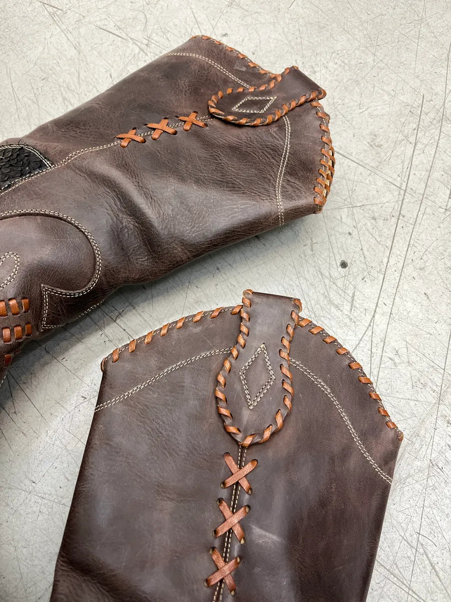 2000s Roberto Cavalli Python Western Cowboy Brown Leather Boots JWjbsvXN 3