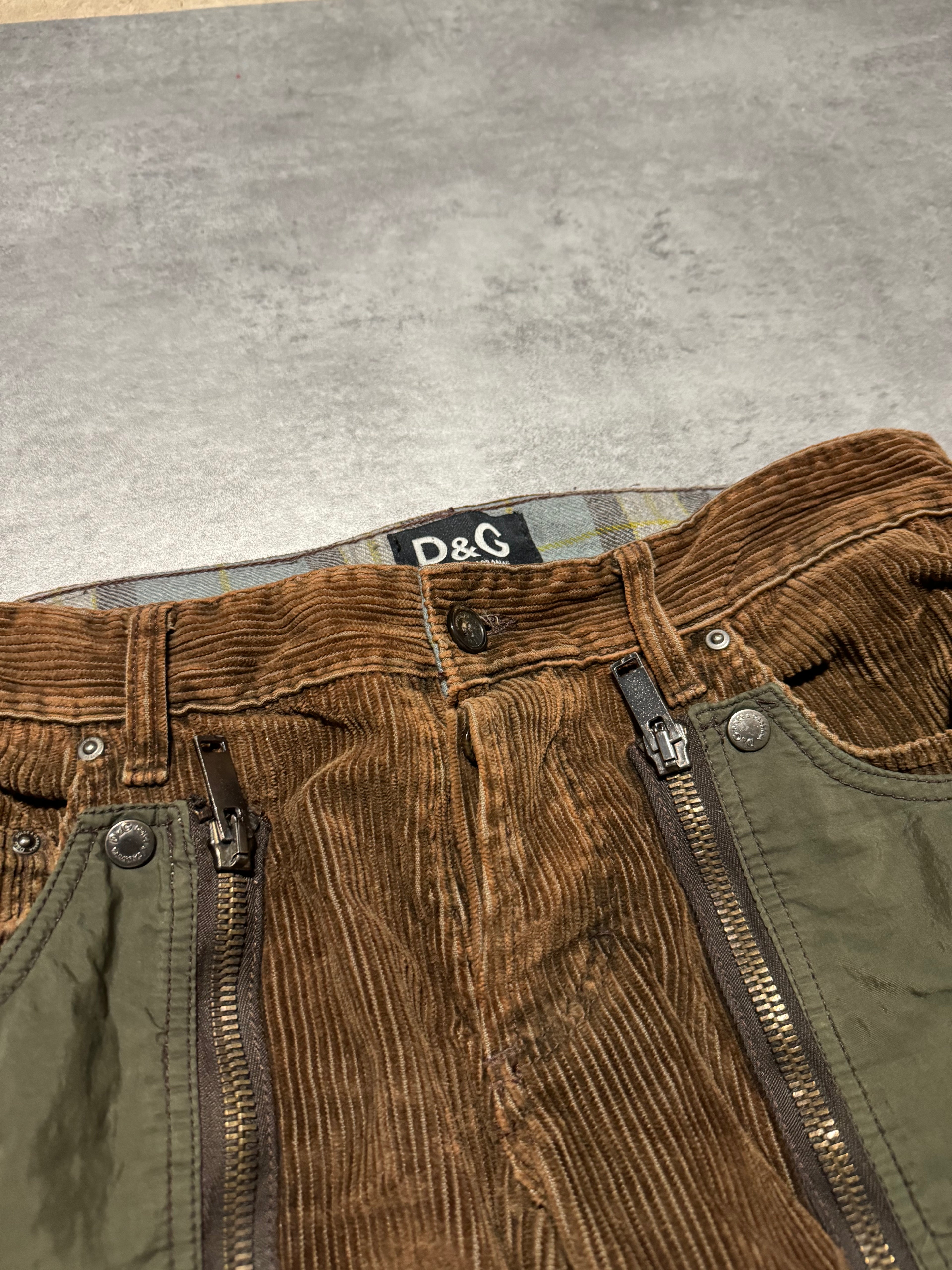 AW2004 Dolce & Gabbana Aviator Full Zip Detachable Cargo Velvet & Nylon Pants (M/L) - 10