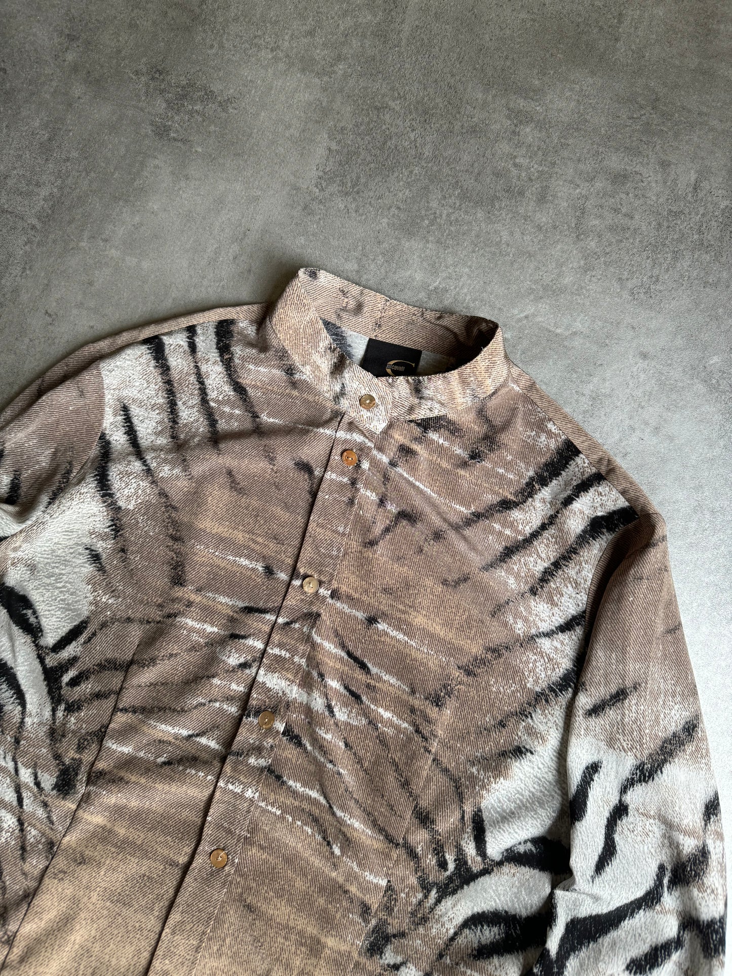 SS2002 Cavalli Hybrid Zebra Mao Shirt (S) - 6