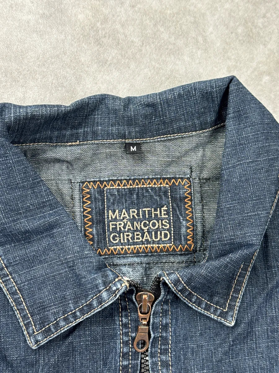 2000s Marithé + François Girbaud Navy Faded Zip-Up Denim Jacket JZjwVWaN 10