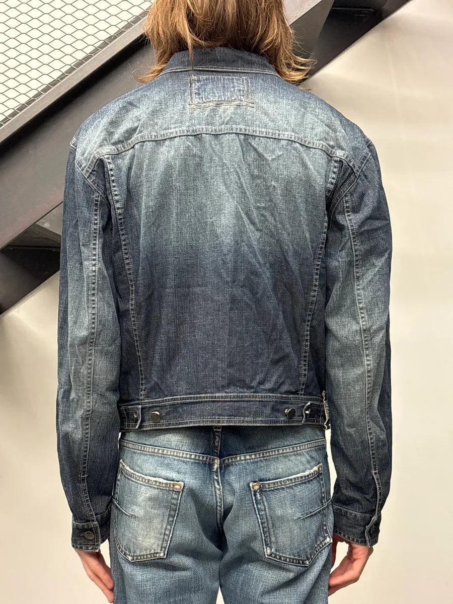 2000s Marithé + François Girbaud Navy Faded Zip-Up Denim Jacket JZjwVWaN 2