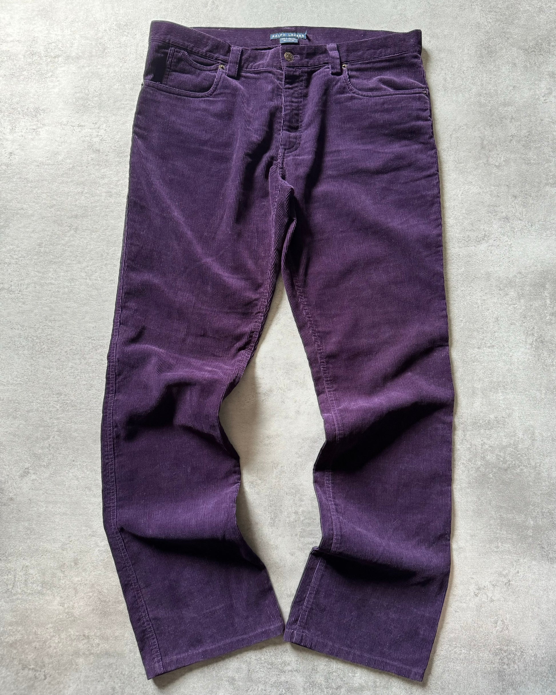 2000s Ralph Lauren Velvet Purple Cozy Pants (L) - 1