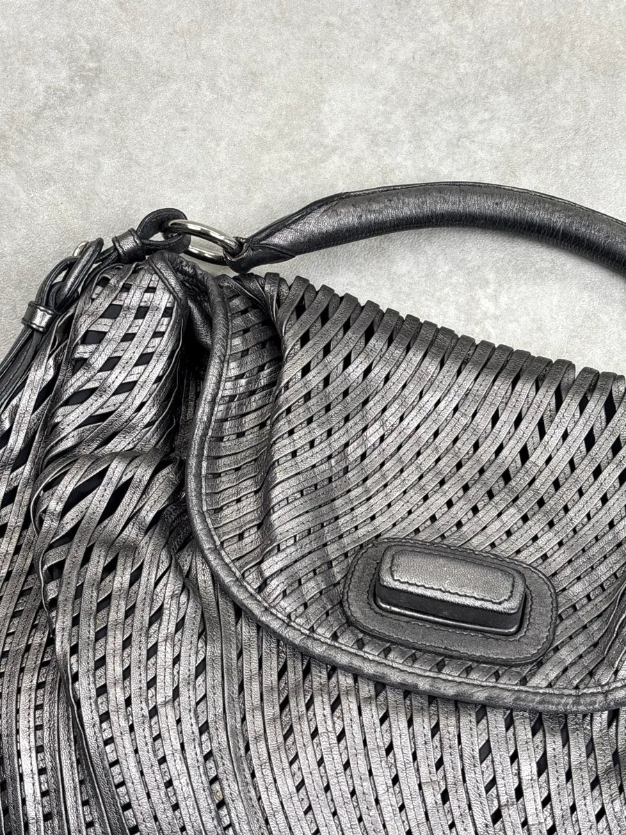 Jil Sander Grey Leather Woven Top Handle Handle Bag JbMsrwVo 6