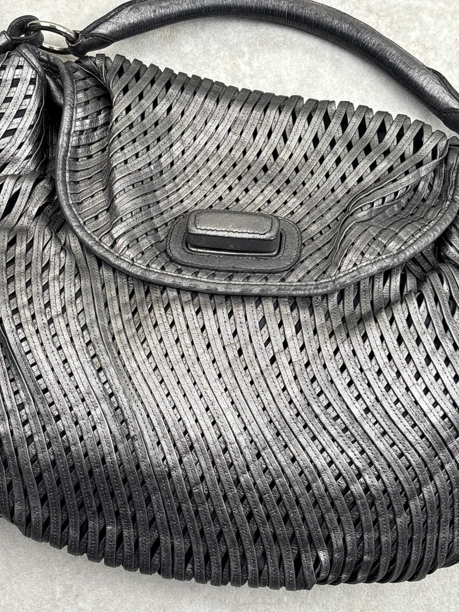 Jil Sander Grey Leather Woven Top Handle Handle Bag JbMsrwVo 7