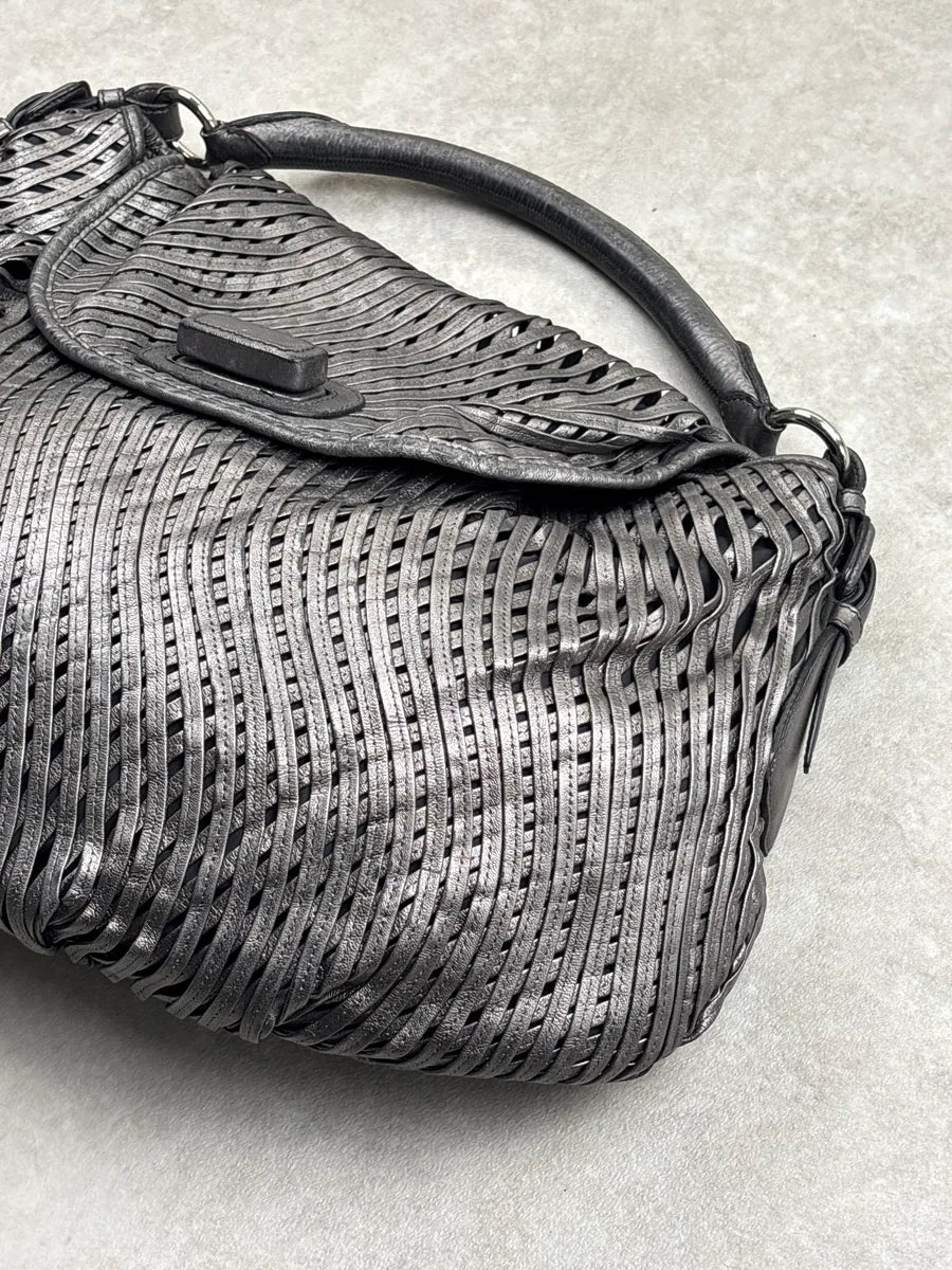 Jil Sander Grey Leather Woven Top Handle Handle Bag JbMsrwVo 8