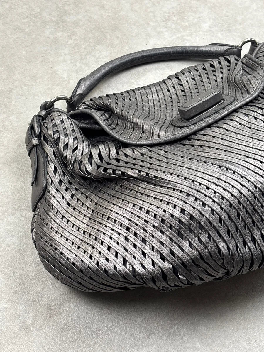 Jil Sander Grey Leather Woven Top Handle Handle Bag JbMsrwVo 9