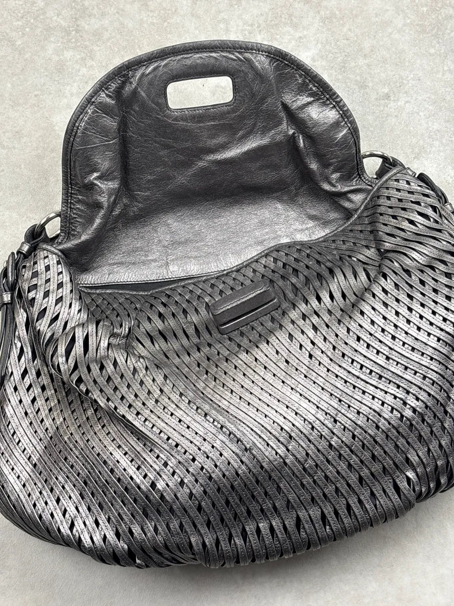 Jil Sander Grey Leather Woven Top Handle Handle Bag JbMsrwVo 4