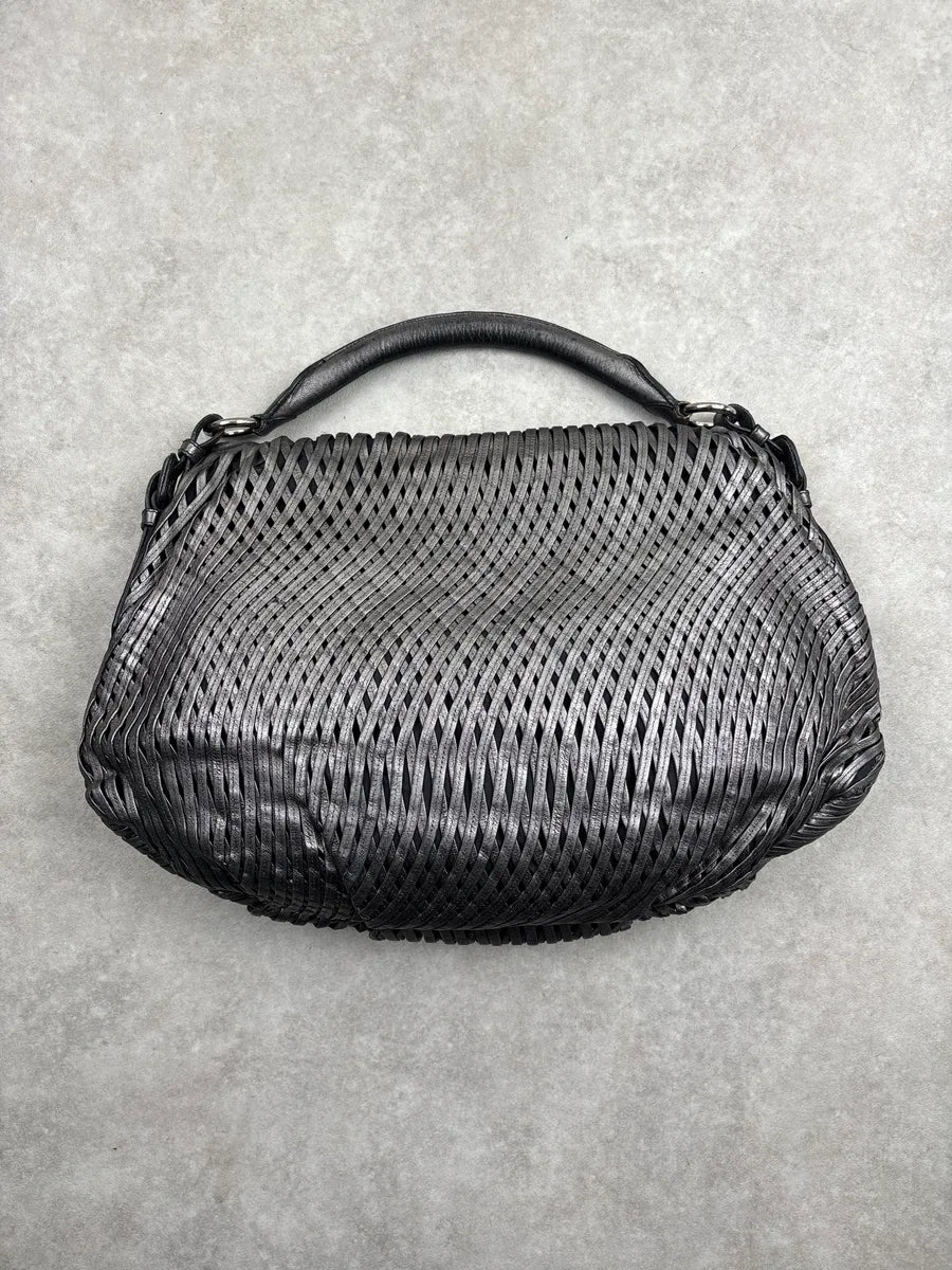 Jil Sander Grey Leather Woven Top Handle Handle Bag JbMsrwVo 5