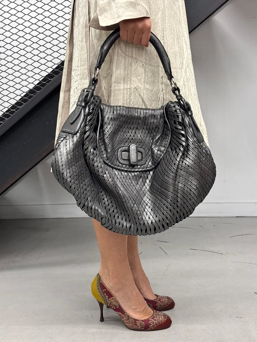 Jil Sander Grey Leather Woven Top Handle Handle Bag JbMsrwVo 0